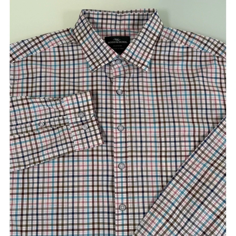 Rodd & Gunn‎ Shirt Men's 2XL Sports Fit Gingham Check Long Sleeve Casual Preppy